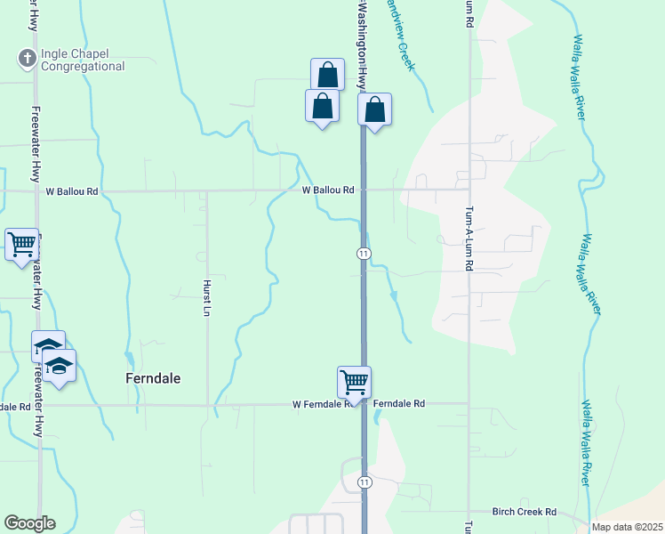map of restaurants, bars, coffee shops, grocery stores, and more near 85144 Oregon 11 in Milton-Freewater