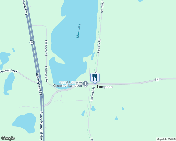 map of restaurants, bars, coffee shops, grocery stores, and more near N9759 Silver Lane in Trego
