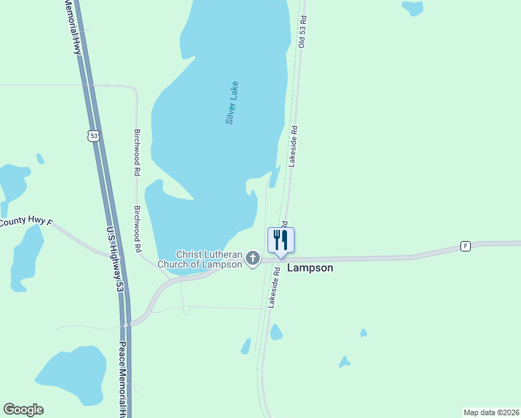 map of restaurants, bars, coffee shops, grocery stores, and more near N9759 Silver Lane in Trego