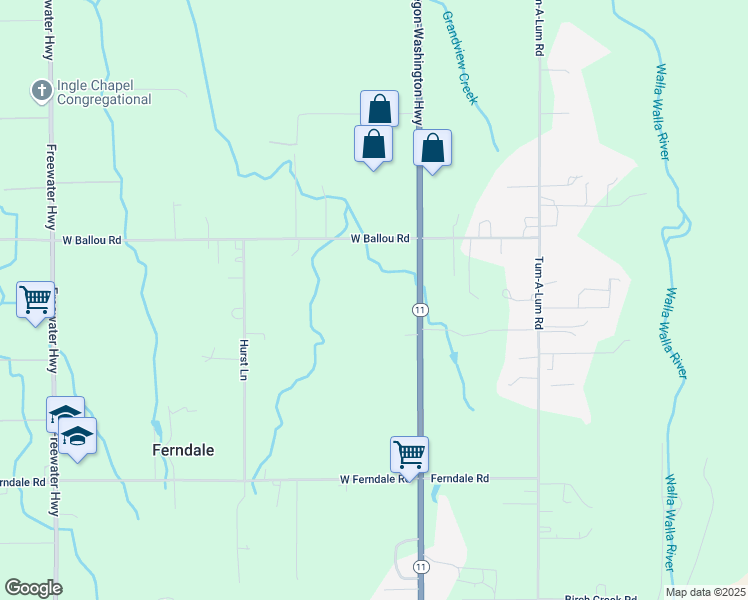 map of restaurants, bars, coffee shops, grocery stores, and more near 85144 Oregon 11 in Milton-Freewater
