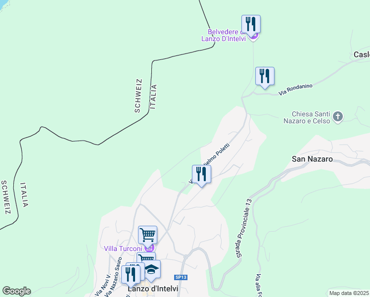map of restaurants, bars, coffee shops, grocery stores, and more near 17 Via Carlo Goldoni in Lanzo D'intelvi