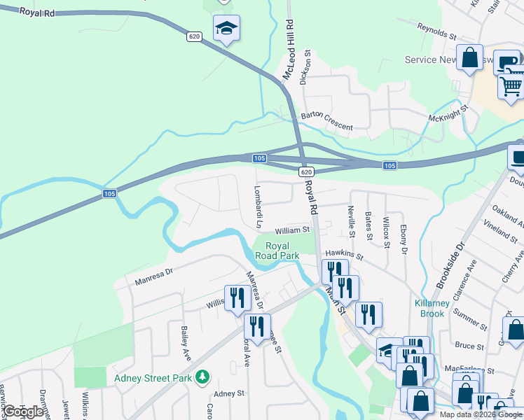 map of restaurants, bars, coffee shops, grocery stores, and more near in Fredericton