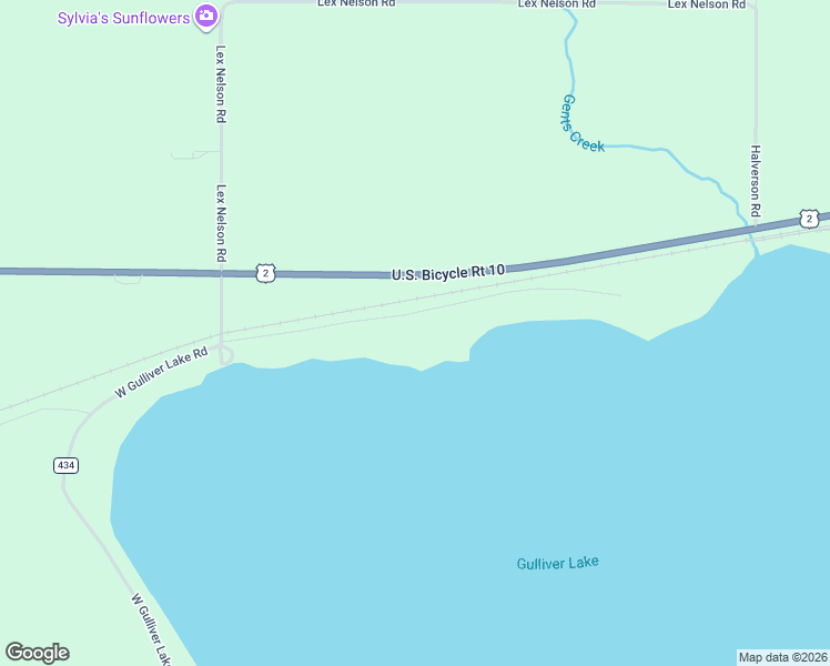 map of restaurants, bars, coffee shops, grocery stores, and more near Gulliver Lake Road in Gulliver