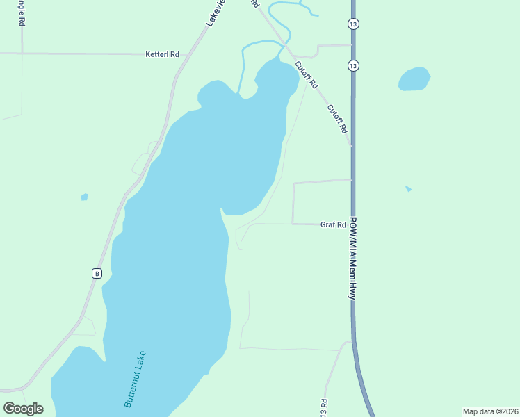 map of restaurants, bars, coffee shops, grocery stores, and more near 11537 Butternut Lake Road in Butternut