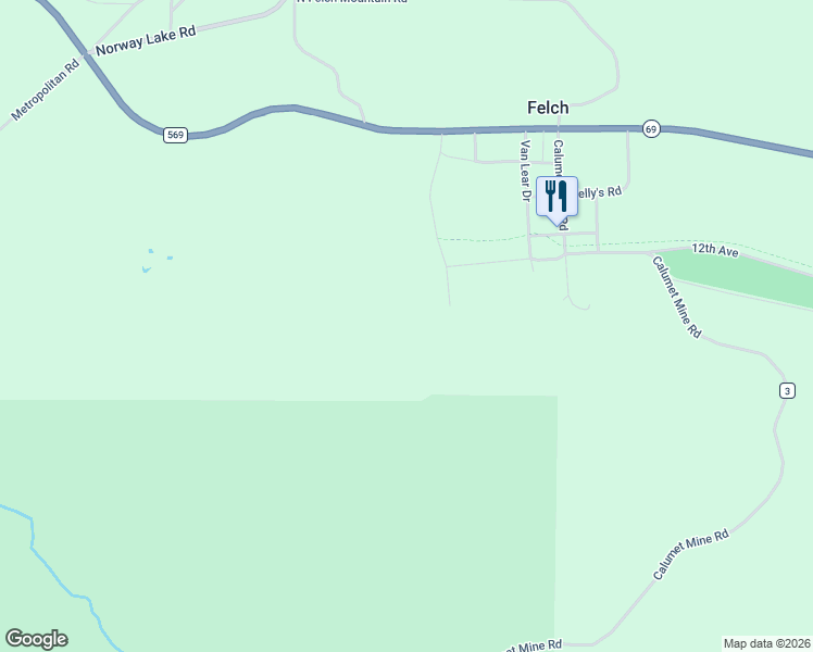 map of restaurants, bars, coffee shops, grocery stores, and more near 4627 West Mill Pond Road in Felch
