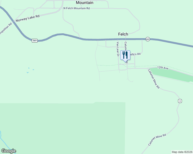 map of restaurants, bars, coffee shops, grocery stores, and more near 4627 West Mill Pond Road in Felch