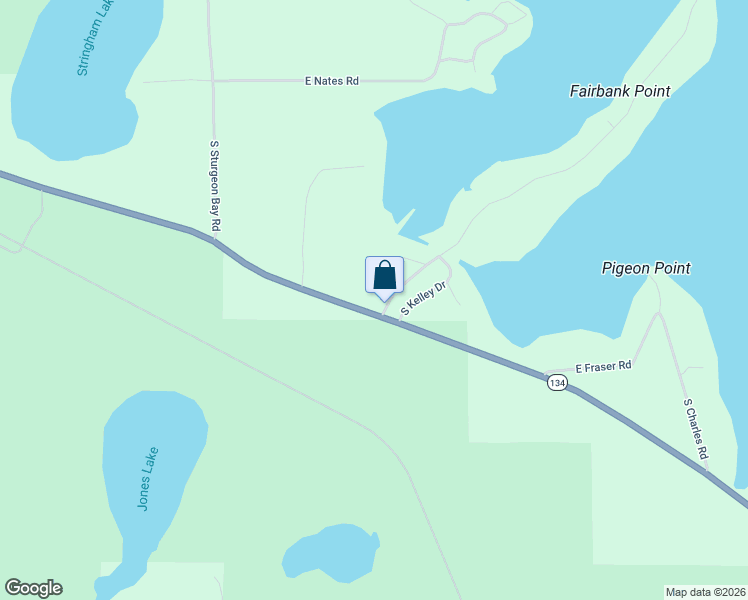 map of restaurants, bars, coffee shops, grocery stores, and more near 34685-35498 South Fairbank Point Road in Drummond