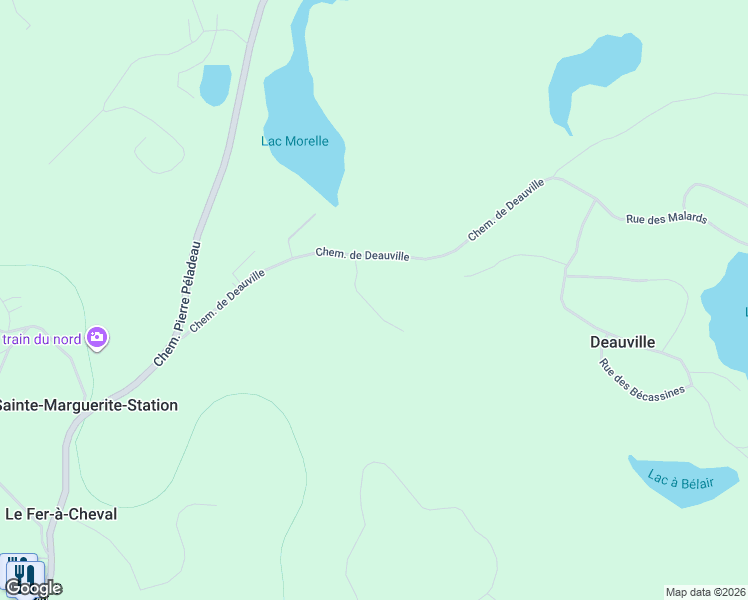 map of restaurants, bars, coffee shops, grocery stores, and more near Rue des Oies-Blanches in Sainte-Adèle