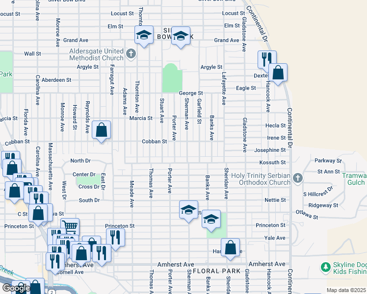 map of restaurants, bars, coffee shops, grocery stores, and more near 2005 Sherman Avenue in Butte