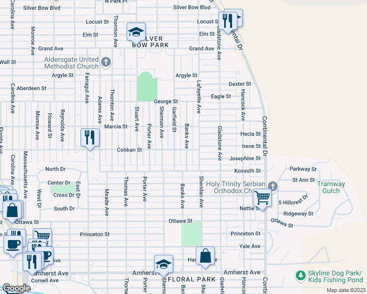map of restaurants, bars, coffee shops, grocery stores, and more near 1926 Banks Avenue in Butte