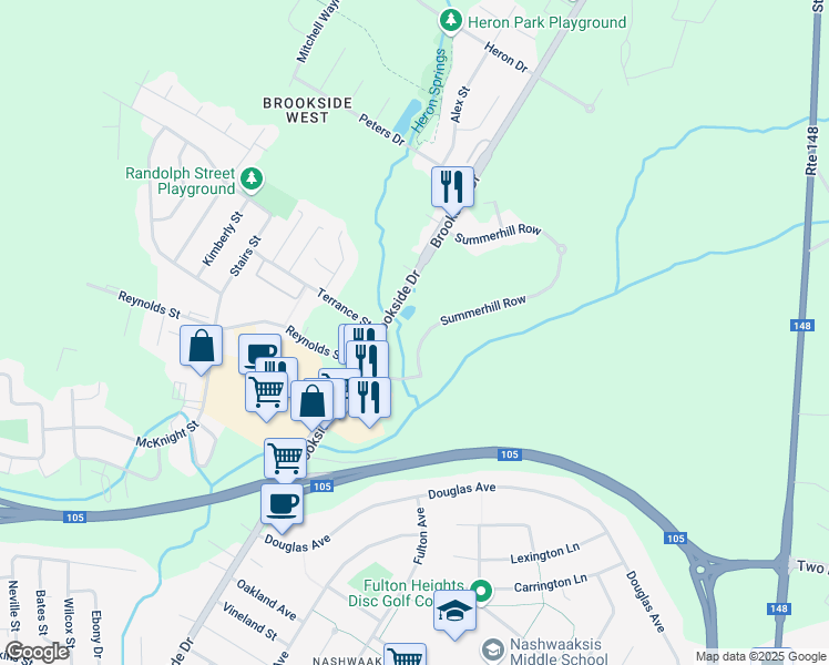 map of restaurants, bars, coffee shops, grocery stores, and more near 35 Summerhill Row in Fredericton