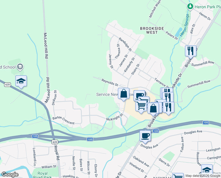 map of restaurants, bars, coffee shops, grocery stores, and more near 200 Reynolds Street in Fredericton