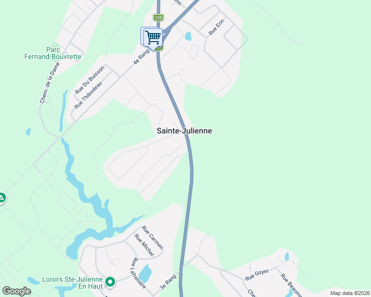 map of restaurants, bars, coffee shops, grocery stores, and more near 2676 Québec 125 in Sainte-Julienne