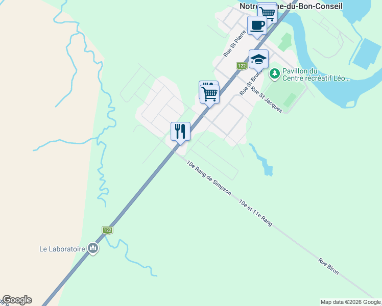 map of restaurants, bars, coffee shops, grocery stores, and more near 273 Rue Mitchell in Notre-Dame-du-Bon-Conseil