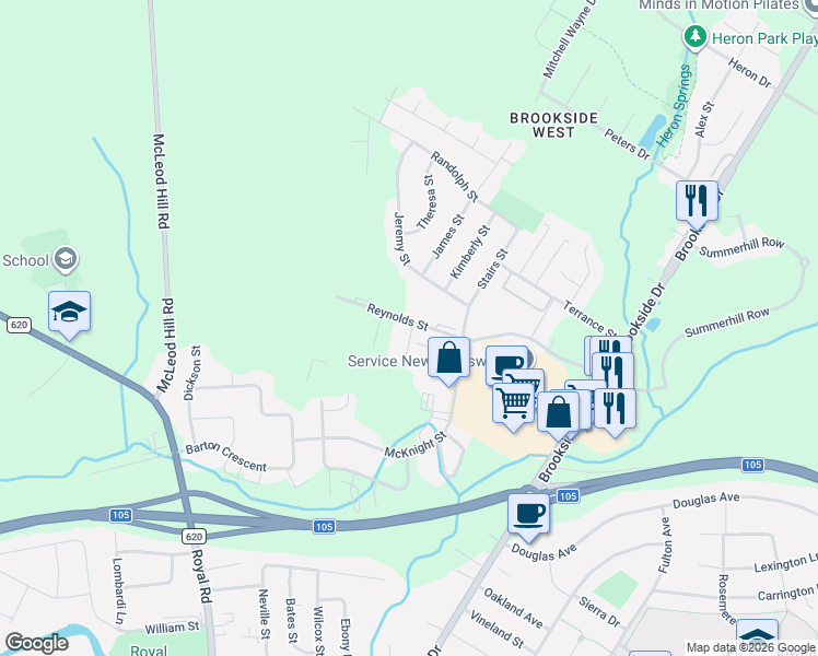 map of restaurants, bars, coffee shops, grocery stores, and more near 200 Reynolds Street in Fredericton
