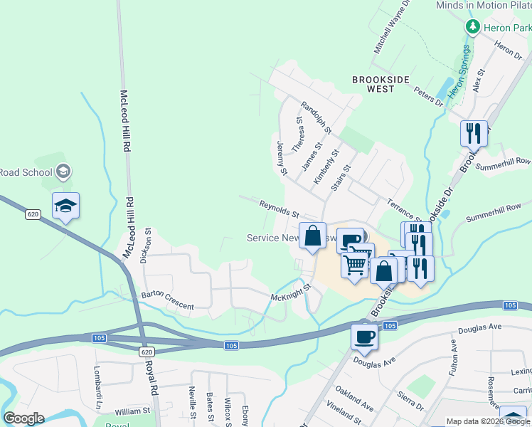 map of restaurants, bars, coffee shops, grocery stores, and more near 300 Reynolds Street in Fredericton