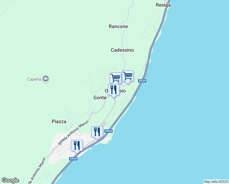 map of restaurants, bars, coffee shops, grocery stores, and more near in Oggebbio