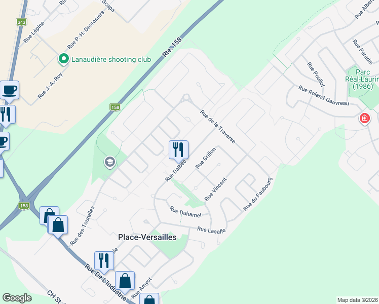 map of restaurants, bars, coffee shops, grocery stores, and more near 516 Rue Amboise in Saint-Paul