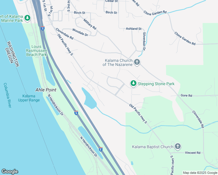 map of restaurants, bars, coffee shops, grocery stores, and more near 201 Rocky Meadow Drive in Kalama
