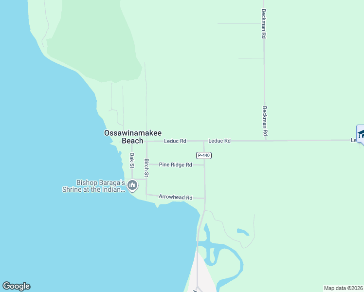 map of restaurants, bars, coffee shops, grocery stores, and more near Leduc Road in Manistique