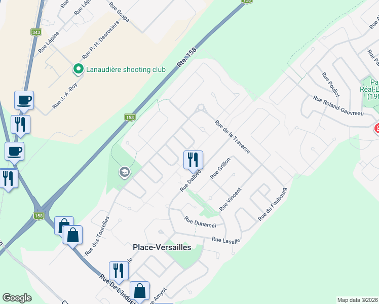 map of restaurants, bars, coffee shops, grocery stores, and more near 516 Rue Amboise in Saint-Paul