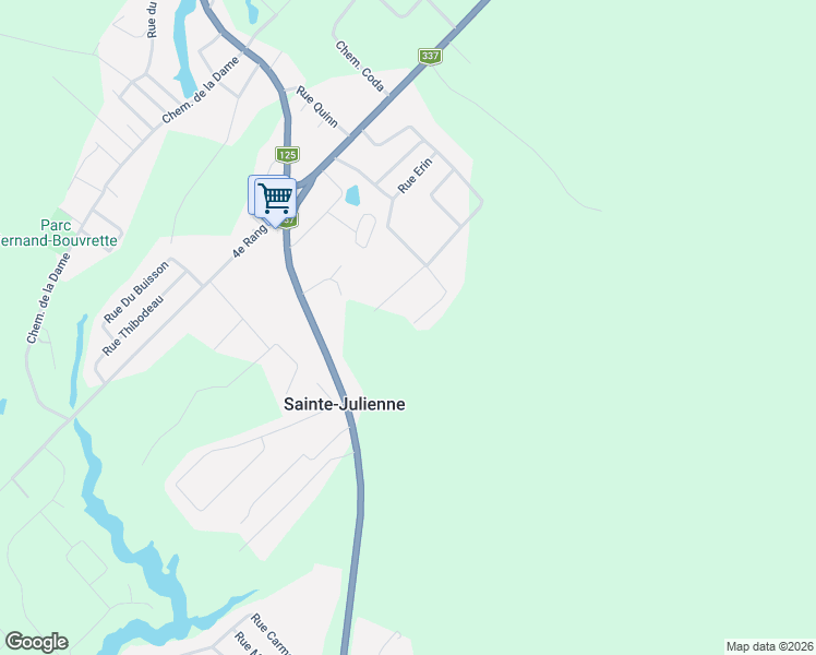 map of restaurants, bars, coffee shops, grocery stores, and more near 3345 Rue Saint Patrick in Sainte-Julienne