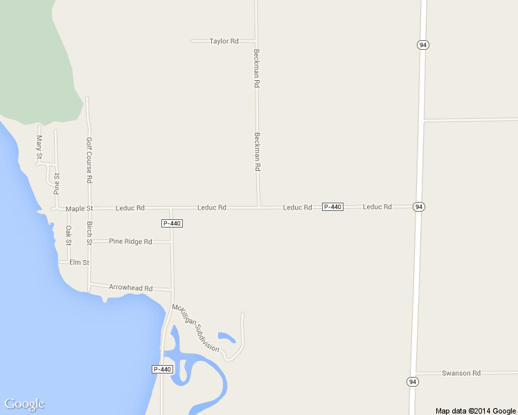 map of restaurants, bars, coffee shops, grocery stores, and more near Leduc Road in Manistique