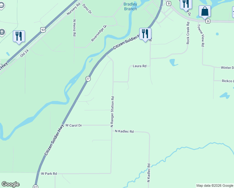 map of restaurants, bars, coffee shops, grocery stores, and more near 10086 North Ranger Station Road in Hayward