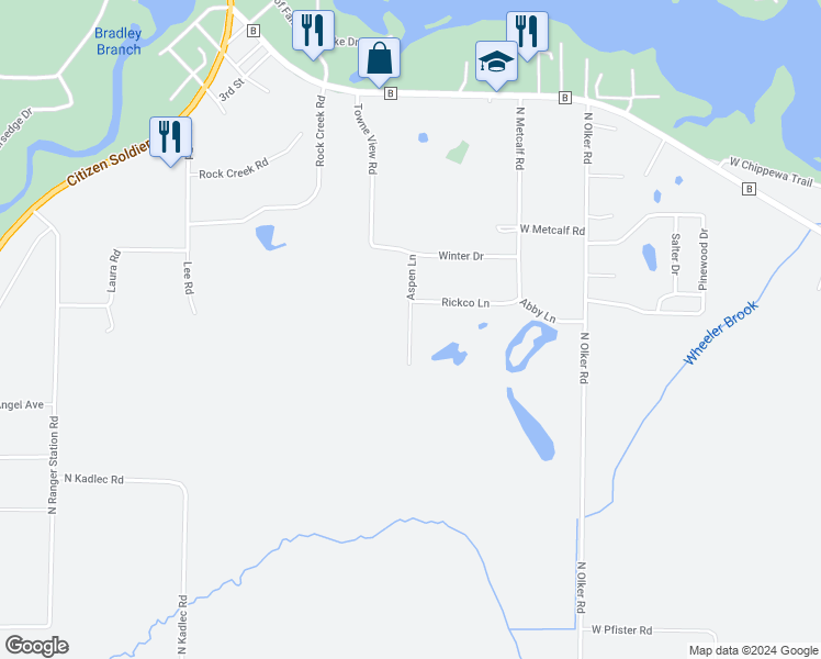 map of restaurants, bars, coffee shops, grocery stores, and more near 10117 Aspen Lane in Hayward