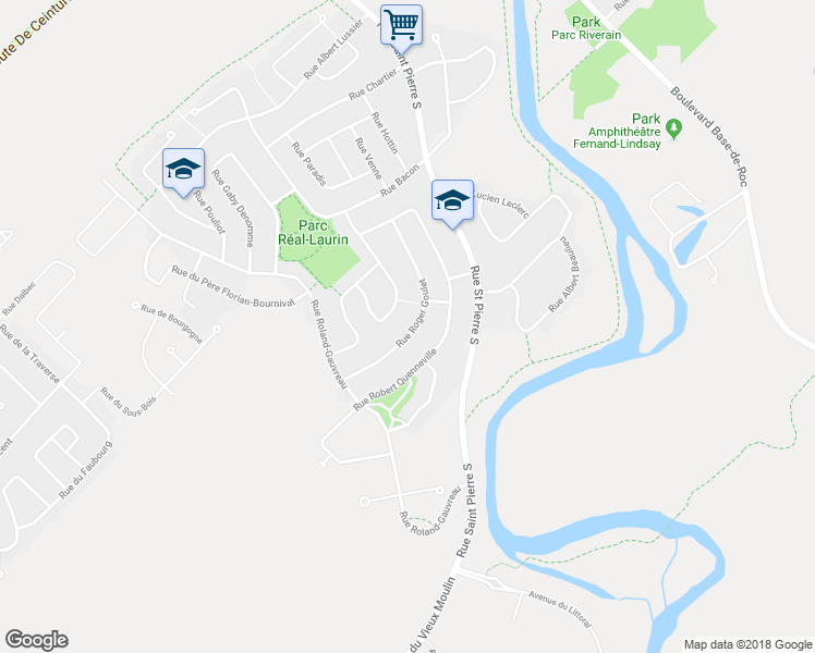 map of restaurants, bars, coffee shops, grocery stores, and more near 1675 Rue Roger Goulet in Joliette