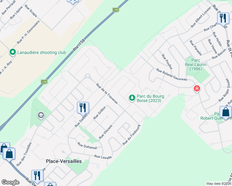 map of restaurants, bars, coffee shops, grocery stores, and more near Rue Du Vaucluse in Joliette