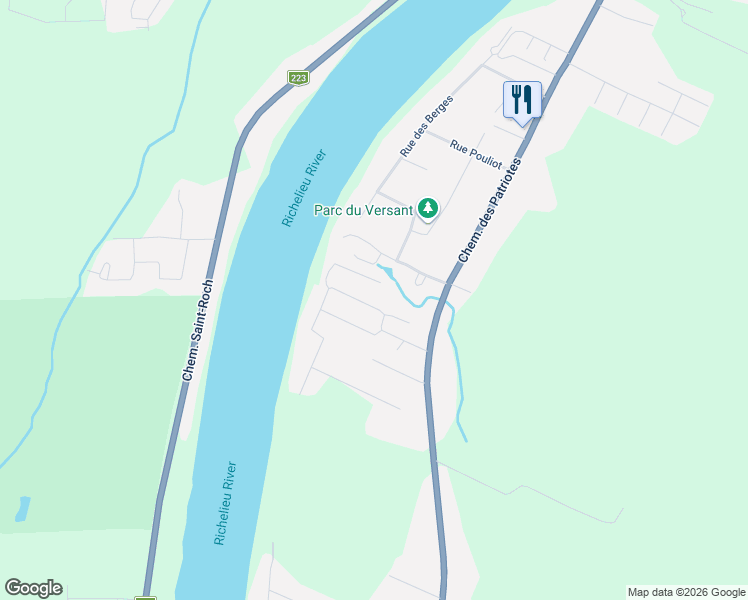 map of restaurants, bars, coffee shops, grocery stores, and more near 105 Rue Hardy in Sorel-Tracy