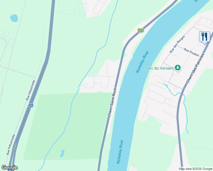 map of restaurants, bars, coffee shops, grocery stores, and more near 65 Rue Jacques-Riopel in Sorel-Tracy