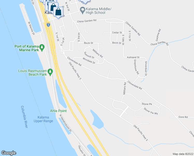 map of restaurants, bars, coffee shops, grocery stores, and more near 193 Cloverdale Road in Kalama