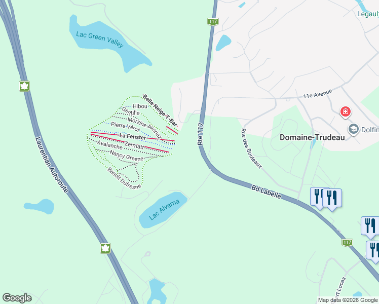 map of restaurants, bars, coffee shops, grocery stores, and more near 6820 Boulevard Labelle in Val-Morin