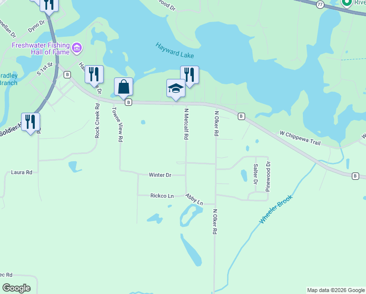 map of restaurants, bars, coffee shops, grocery stores, and more near 10229 West Metcalf Road in Hayward