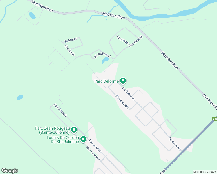 map of restaurants, bars, coffee shops, grocery stores, and more near 1469 Boulevard Delorme in Sainte-Julienne