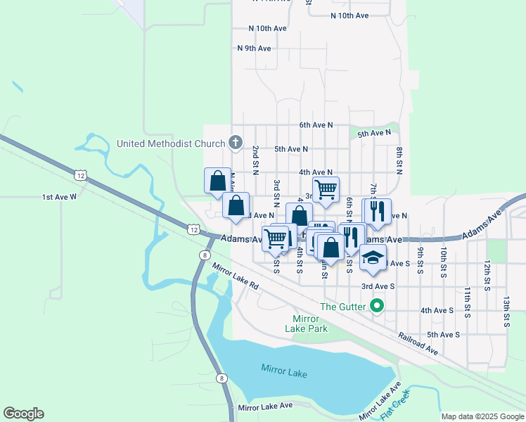 map of restaurants, bars, coffee shops, grocery stores, and more near 204 2nd Avenue North in Hettinger
