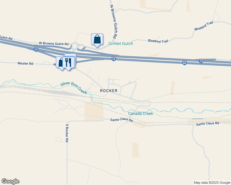 map of restaurants, bars, coffee shops, grocery stores, and more near 1237 Grizzly Trail in Butte