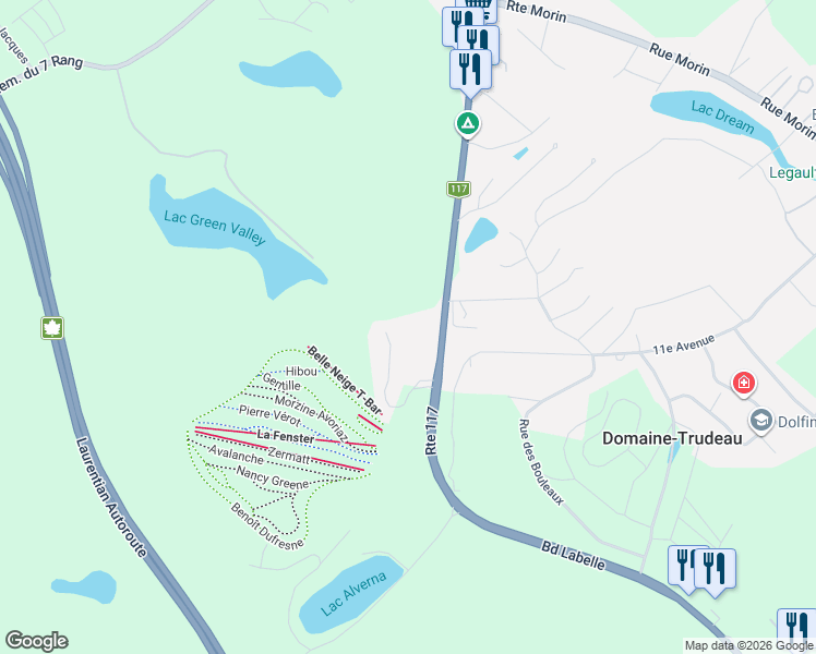 map of restaurants, bars, coffee shops, grocery stores, and more near 6820 Boulevard Labelle in Val-Morin