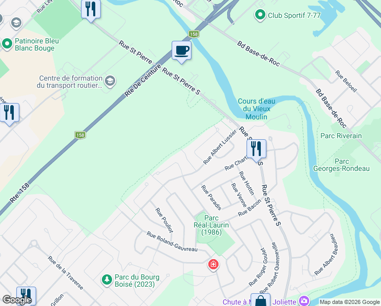 map of restaurants, bars, coffee shops, grocery stores, and more near 970 Rue Alfred Charbonneau in Joliette
