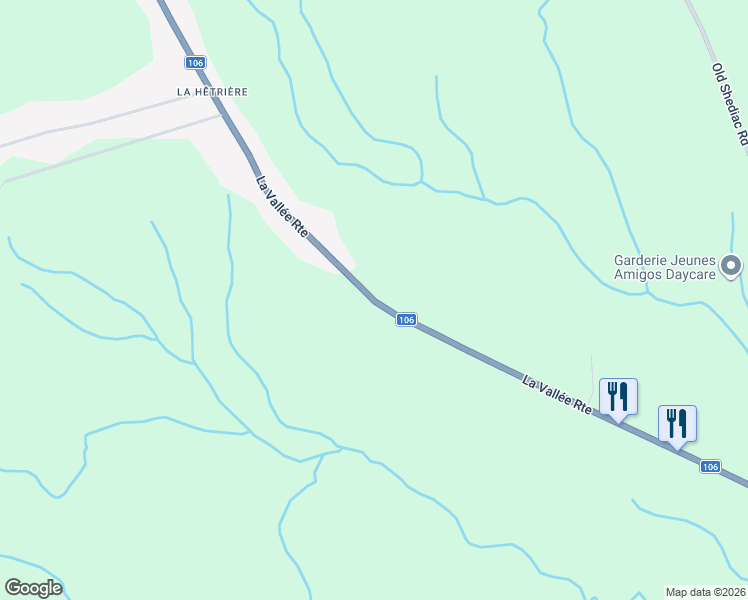 map of restaurants, bars, coffee shops, grocery stores, and more near La Vallée Route in Memramcook