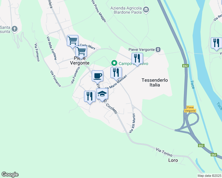 map of restaurants, bars, coffee shops, grocery stores, and more near 2 Via Vittorio Emanuele in Pieve Vergonte
