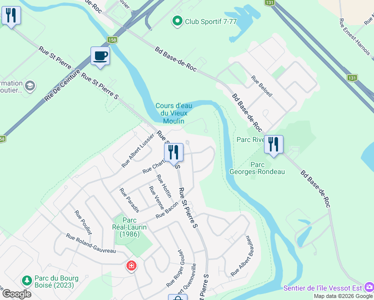 map of restaurants, bars, coffee shops, grocery stores, and more near 1275 Rue Jacqueline-P,-Lachance in Joliette