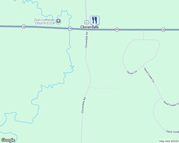 map of restaurants, bars, coffee shops, grocery stores, and more near Cloverdale Rd in Hinckley