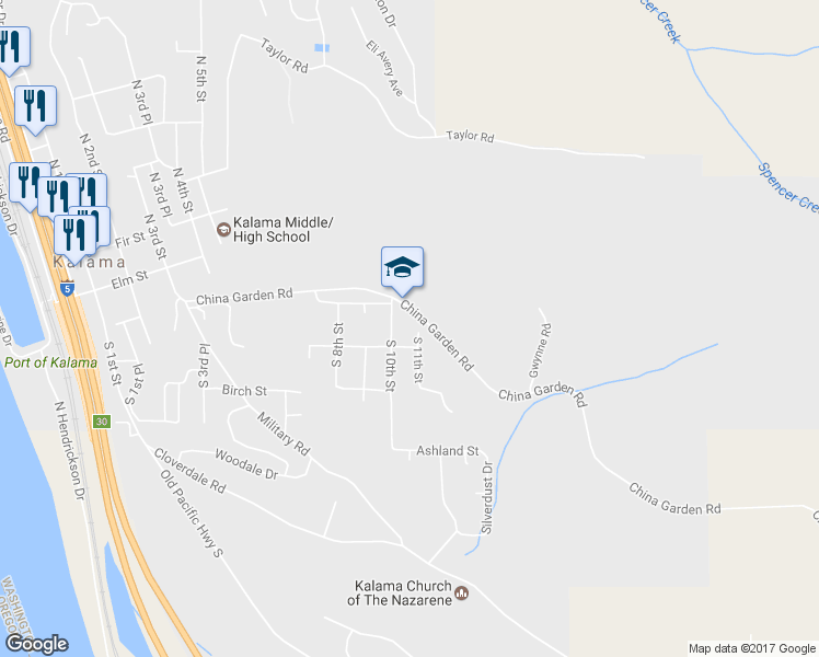 map of restaurants, bars, coffee shops, grocery stores, and more near 259 S 11th St in Kalama
