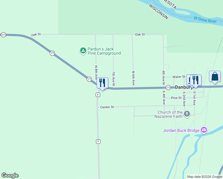 map of restaurants, bars, coffee shops, grocery stores, and more near 7751 Main Street East in Danbury