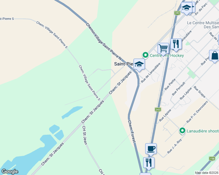 map of restaurants, bars, coffee shops, grocery stores, and more near 74 Chemin Saint Jacques in Saint-Paul