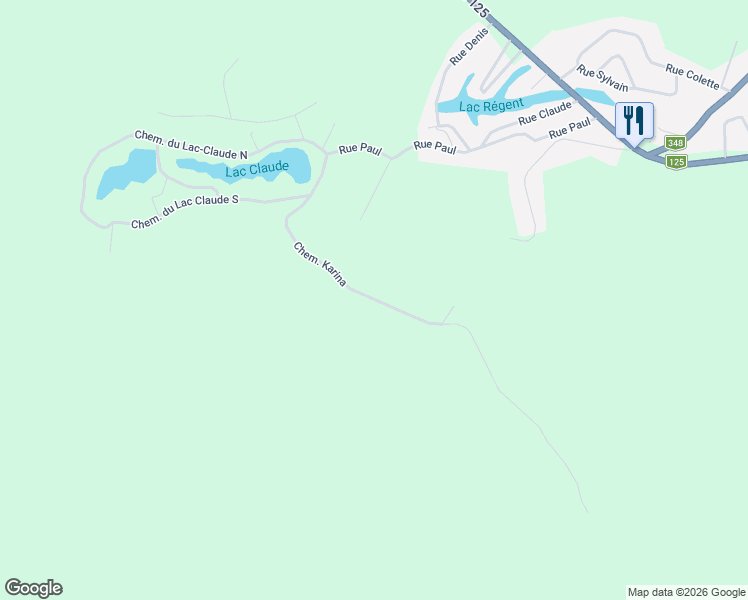 map of restaurants, bars, coffee shops, grocery stores, and more near Chemin Karina in Lanaudière