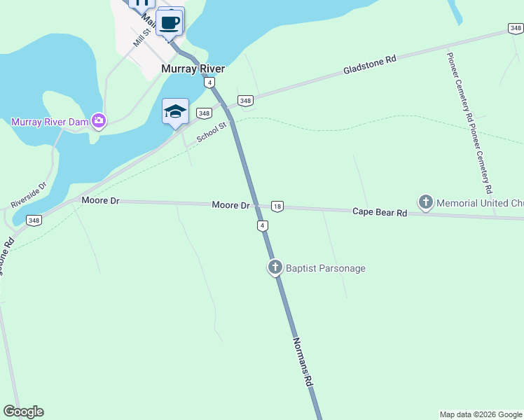 map of restaurants, bars, coffee shops, grocery stores, and more near 9559 Main Street South in Murray Harbour